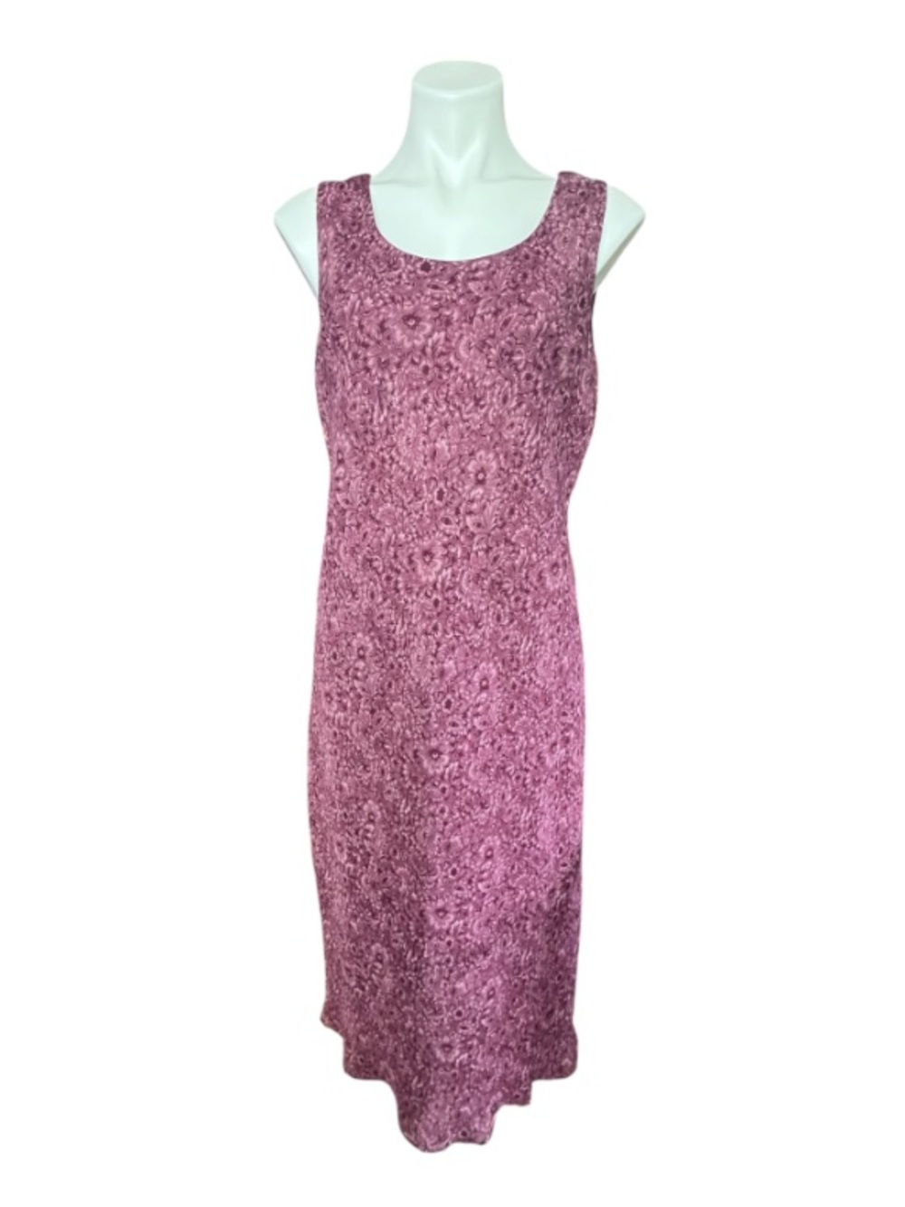 Studio I Burgundy Paisley Midi Dress 14 Sleeveless Sheath Career Cottagecore